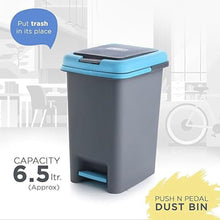 Apex Plastic Push N Pedal Dust Bin | Hands-Free Operation, Compact Design 6.5 Liters (1 Pc / Mix Color)