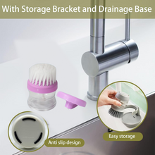 Plastic Wash Basin Brush Cleaner with Liquid Soap Dispenser (Multicolour)