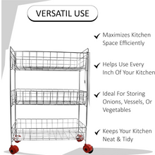 3-Tier Stainless Steel Kitchen Trolley , Fruit & Vegetable Rack