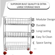 3-Tier Stainless Steel Kitchen Trolley , Fruit & Vegetable Rack