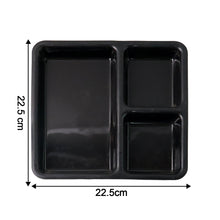 Plastic Multi-Compartment Meal Serving Tray – 3-Section Rectangular Dining Plate (1 Pc / Black)