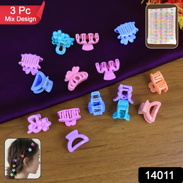 Plastic Small Hair Clips for Girls Kids Hair Accessories (3 Pcs Set / Mix Color & Design)