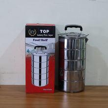 5 Compartment Lunch Box (Stainless Steel): Round Tiffin, Leakproof (16x5