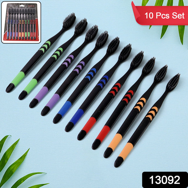 Soft Toothbrush With Plastic Round Box for Men and Women, Kids, Adults Plastic Toothbrush (10 pcs Set)